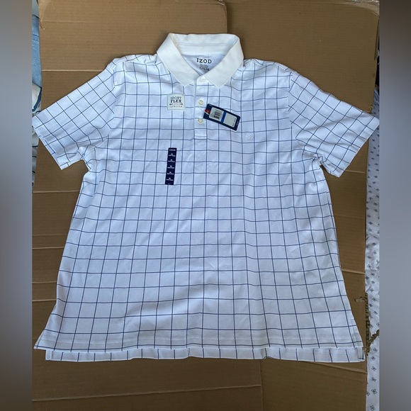 Izod Other - IZOD Men's White and Navy Grid Polo Shirt